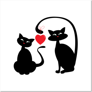 Two Balck Cat Lover Smile Hurt Love Posters and Art